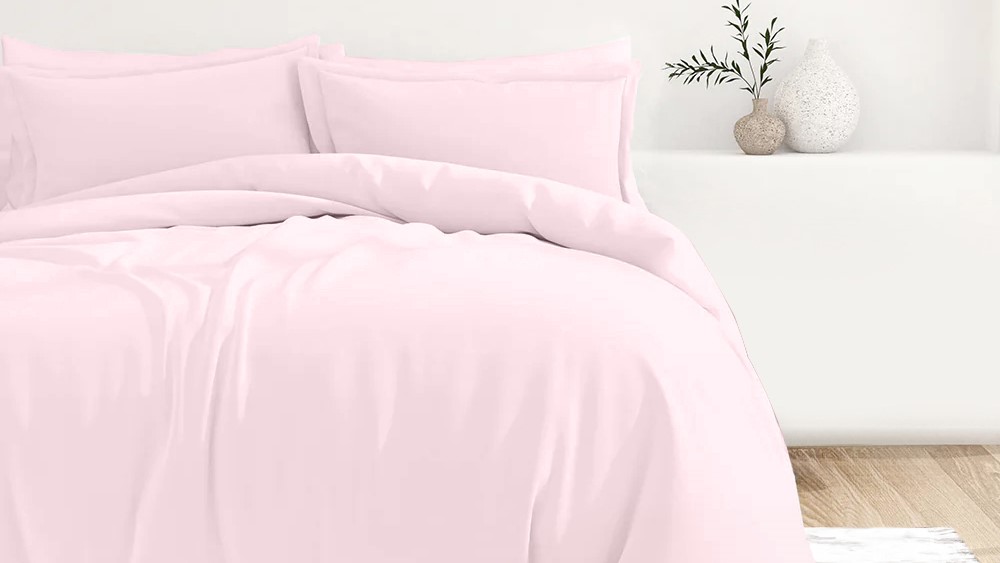 Housse de couettepercale rose poudré